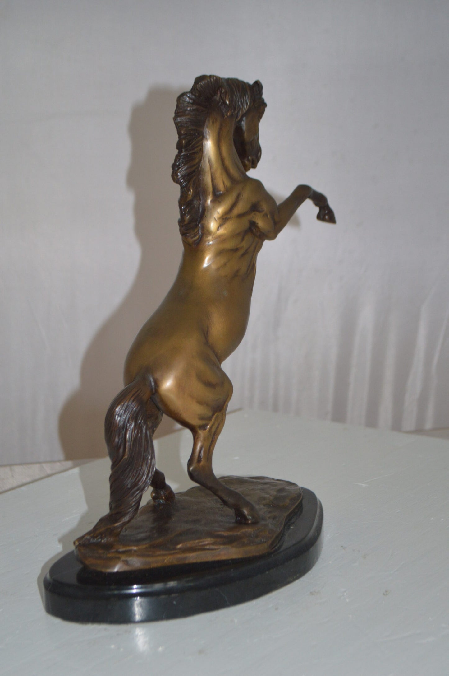 Rearing Horse - medium Bronze Statue -  Size: 11"L x 6"W x 14"H.