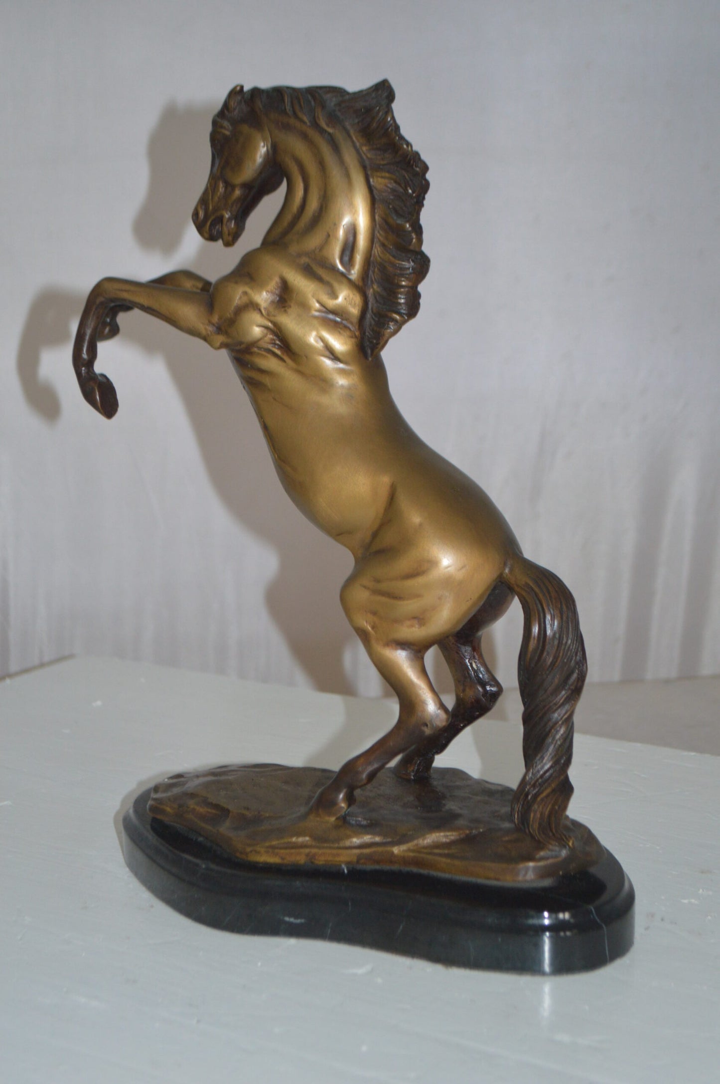Rearing Horse - medium Bronze Statue -  Size: 11"L x 6"W x 14"H.