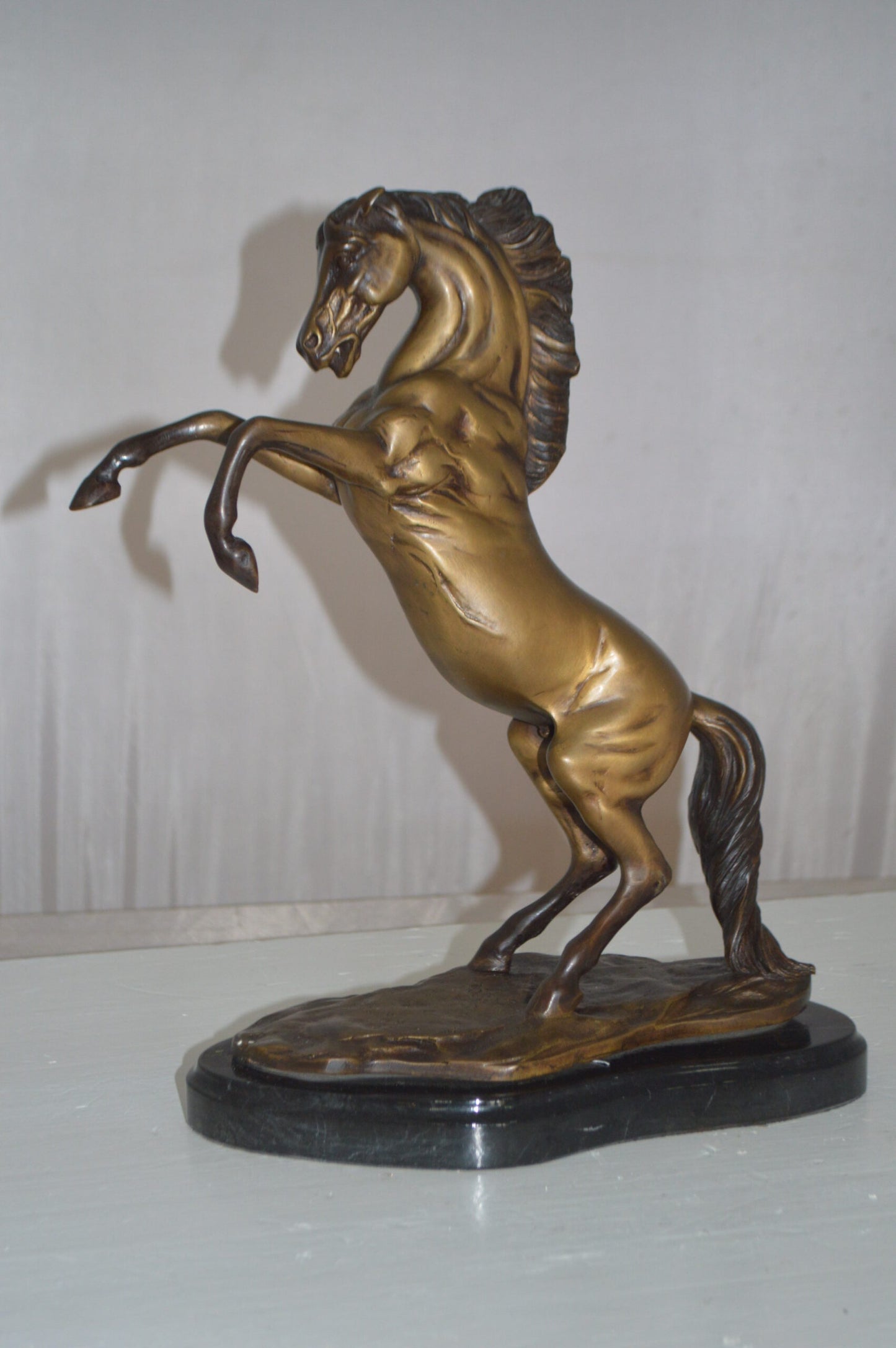 Rearing Horse - medium Bronze Statue -  Size: 11"L x 6"W x 14"H.