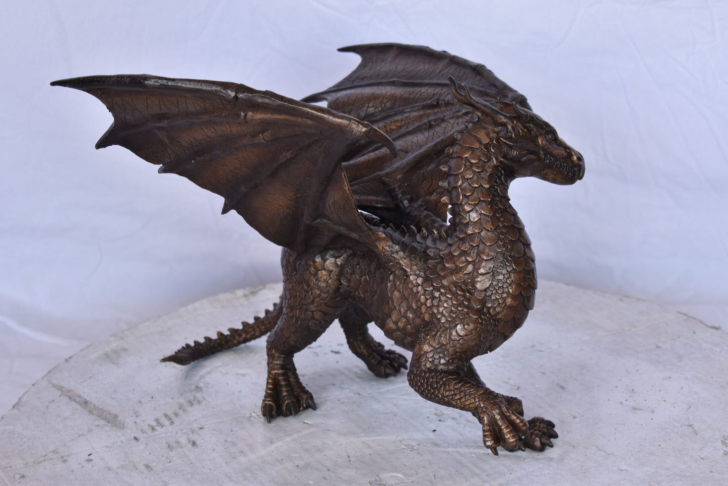 Dragon Standing Made of Bronze, Statue - Size: 14"L x 15"W x 12"H.