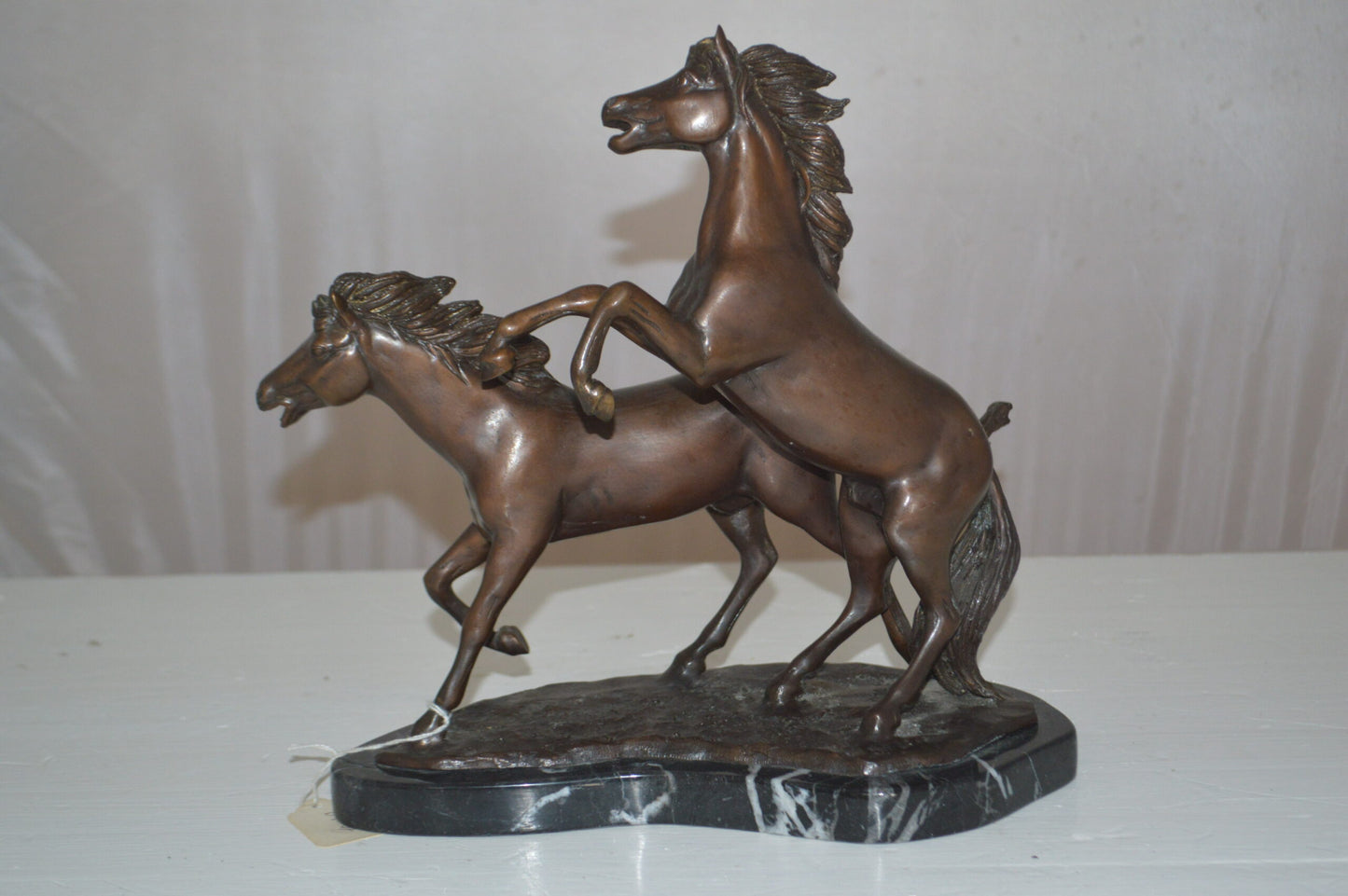 Two Horses Running Bronze Statue -  Size: 11"L x 5"W x 11"H.