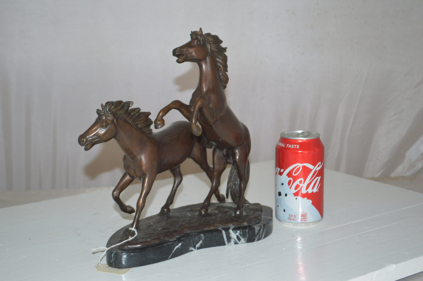 Two Horses Running Bronze Statue -  Size: 11"L x 5"W x 11"H.