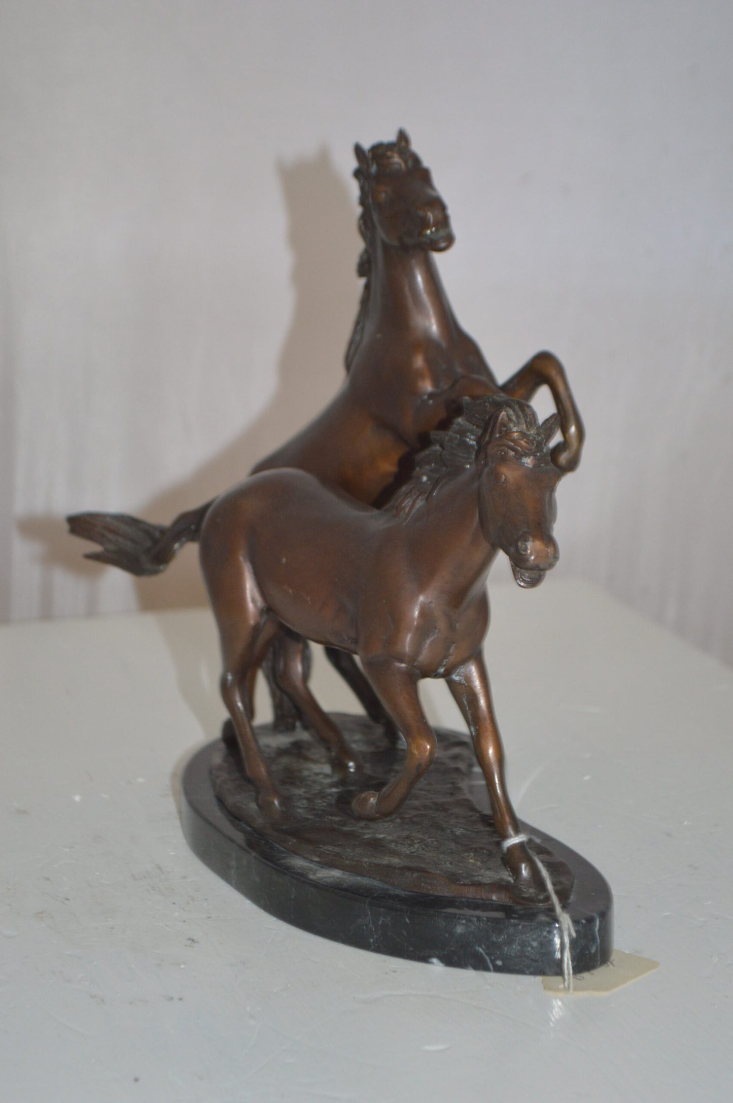 Two Horses Running Bronze Statue -  Size: 11"L x 5"W x 11"H.