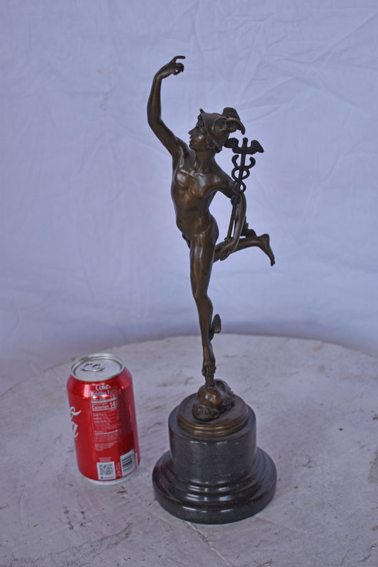 19th Century Mercury Hermes Tabletop Bronze Statue - Size: 5"L x 6"W x 17"H.