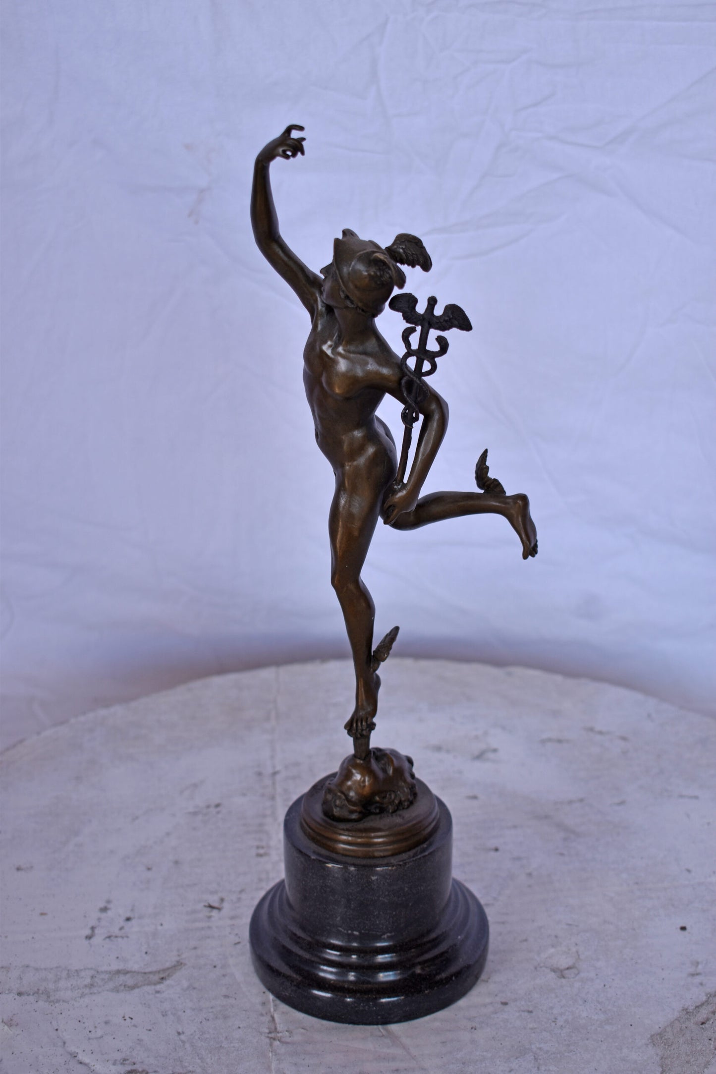 19th Century Mercury Hermes Tabletop Bronze Statue - Size: 5"L x 6"W x 17"H.
