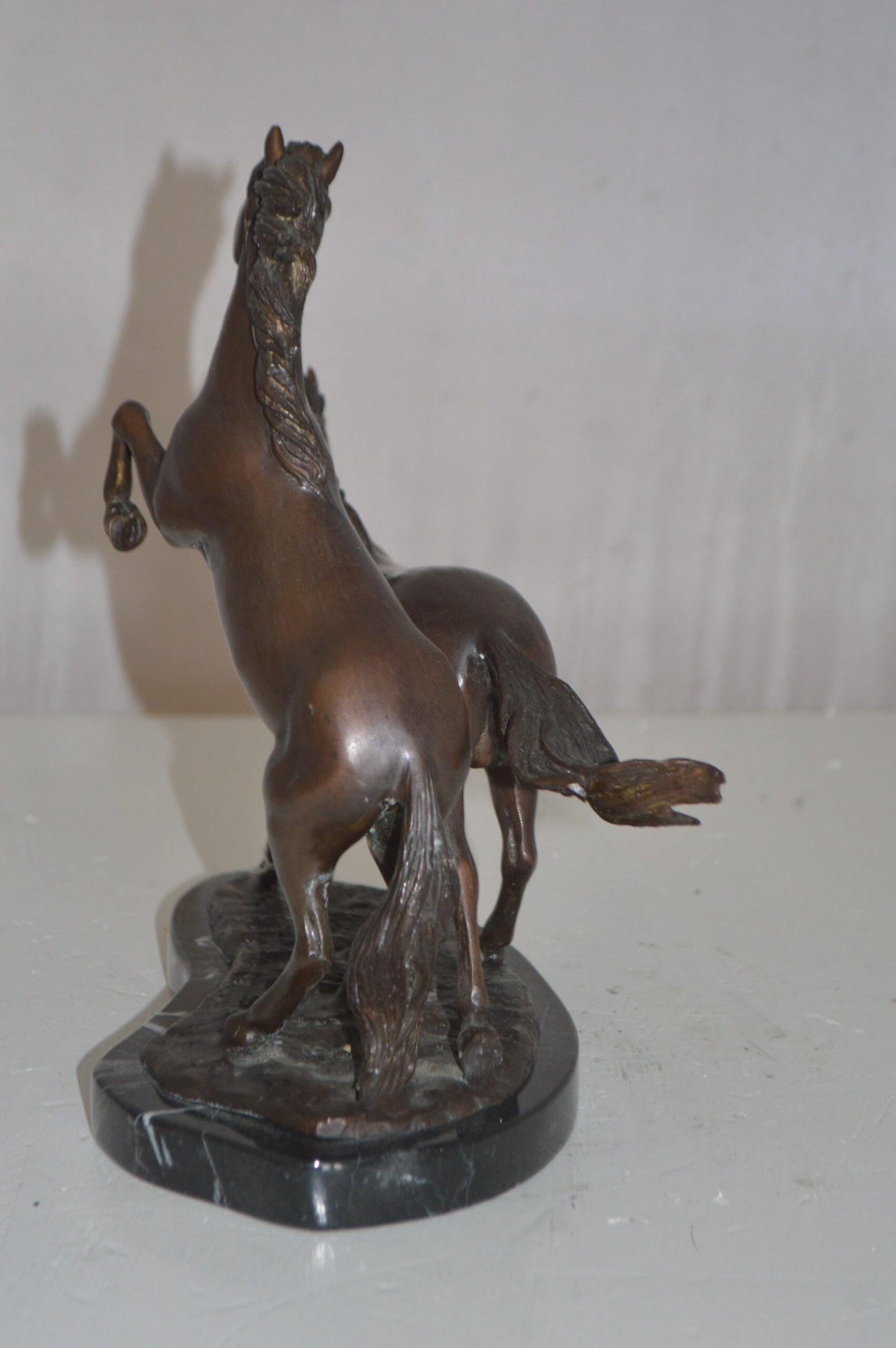 Two Horses Running Bronze Statue -  Size: 11"L x 5"W x 11"H.