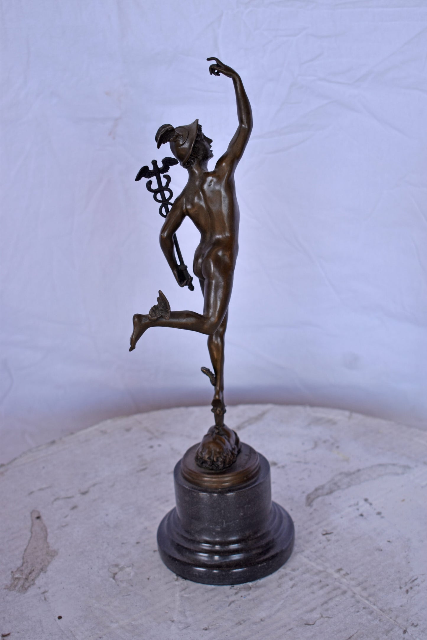 19th Century Mercury Hermes Tabletop Bronze Statue - Size: 5"L x 6"W x 17"H.