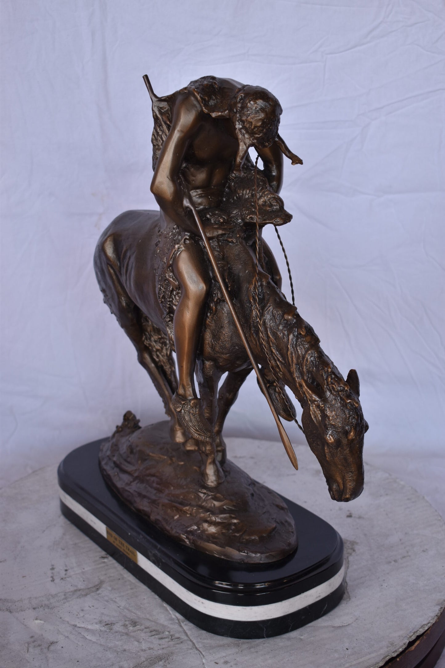 End of The Trail, a James Fraser Replica Bronze Statue - Size: 7"L x 20"W x 21"H