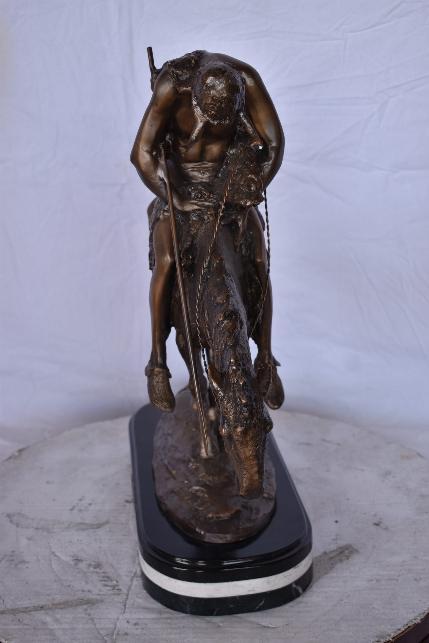 End of The Trail, a James Fraser Replica Bronze Statue - Size: 7"L x 20"W x 21"H