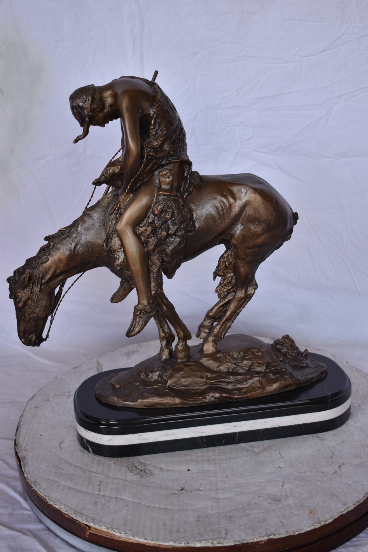 End of The Trail, a James Fraser Replica Bronze Statue - Size: 7"L x 20"W x 21"H
