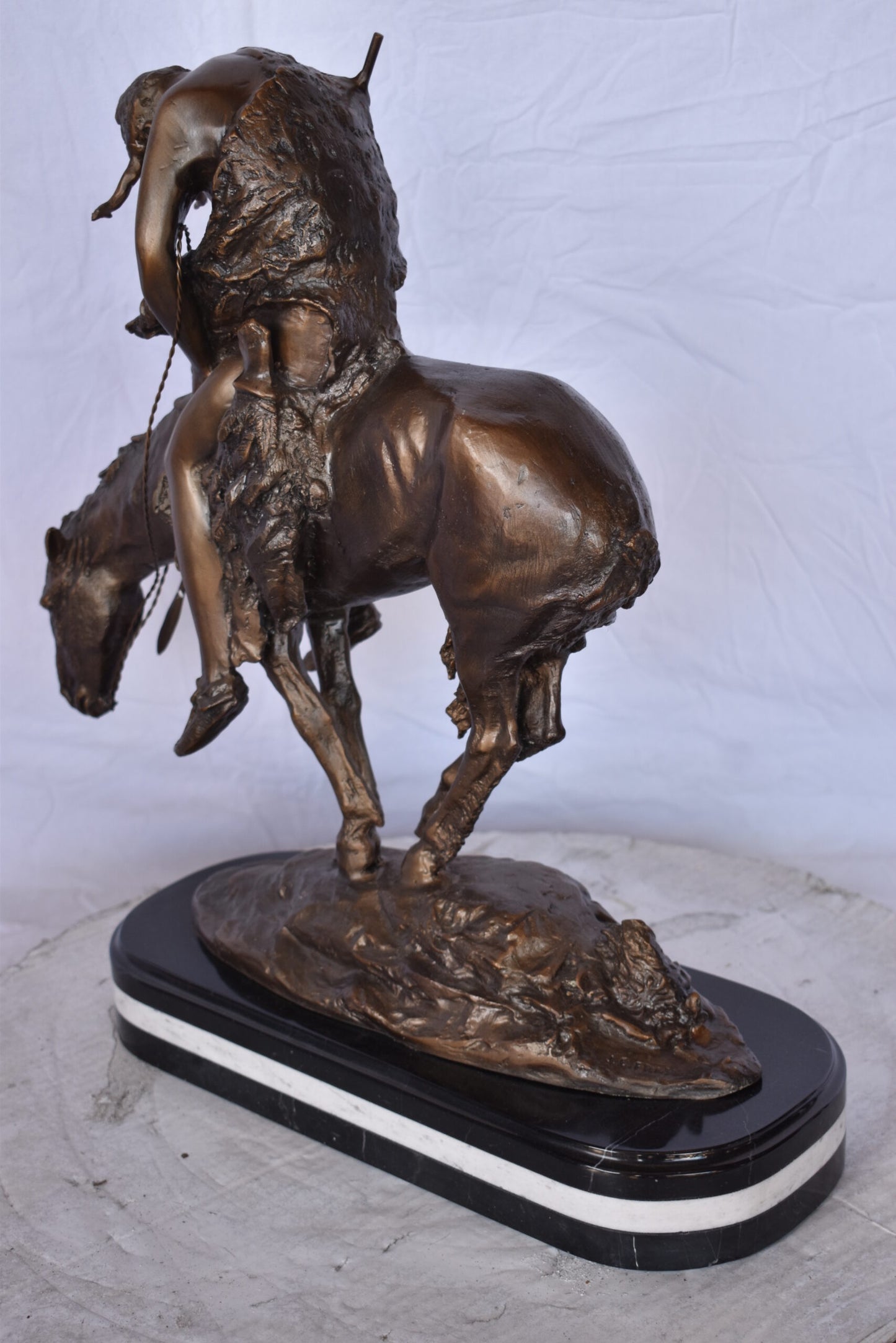 End of The Trail, a James Fraser Replica Bronze Statue - Size: 7"L x 20"W x 21"H