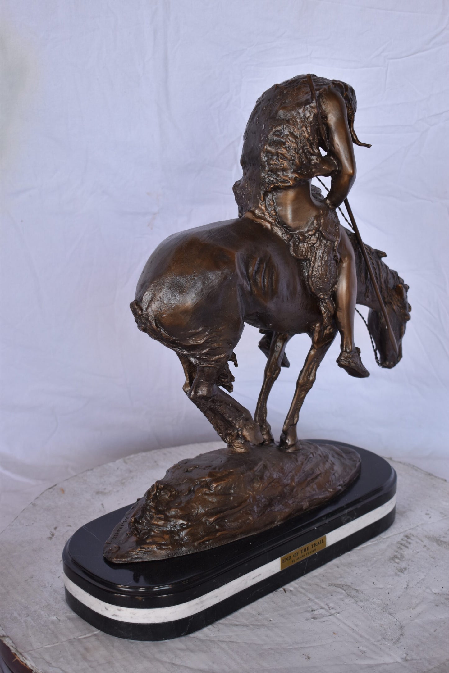 End of The Trail, a James Fraser Replica Bronze Statue - Size: 7"L x 20"W x 21"H