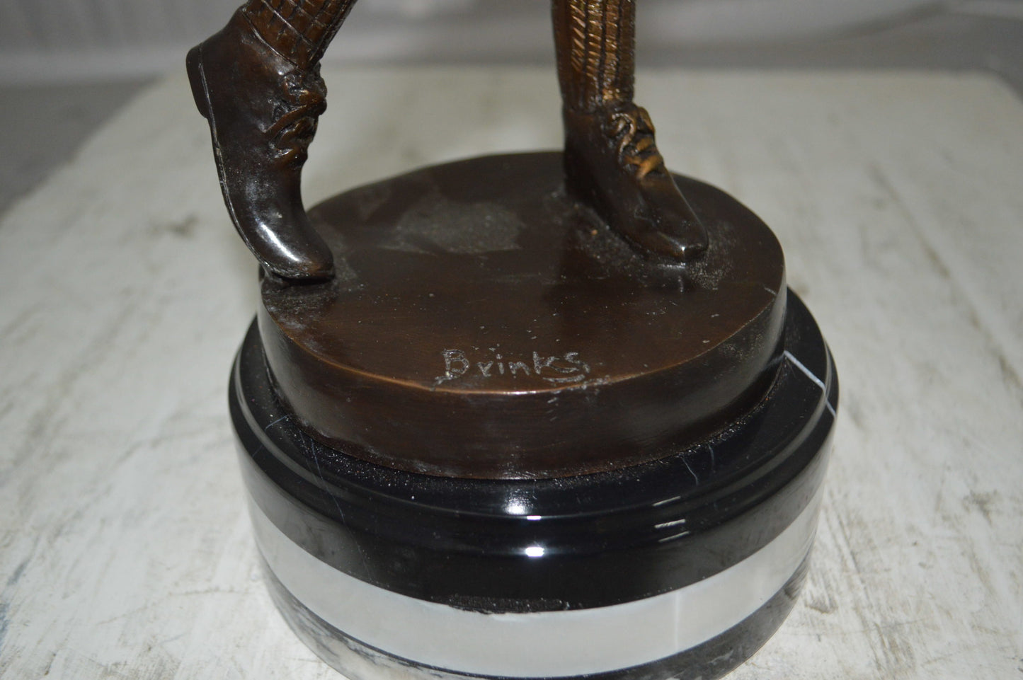 Golfer on Marble Bronze Statue -  Size: 8"L x 8"W x 22"H.