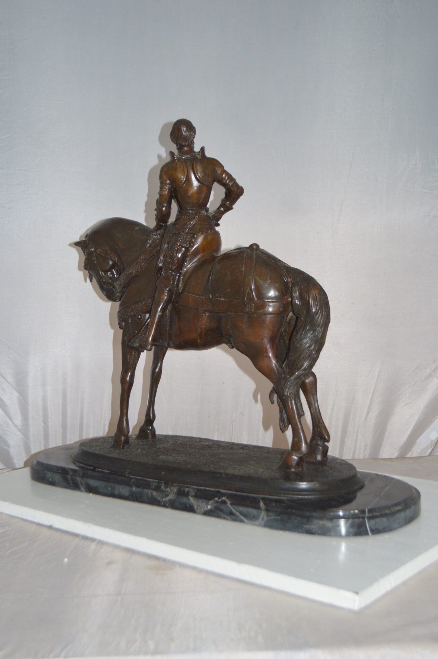 Man on his Horse Bronze Statue - Size: 30"L x 10"W x 25"H.
