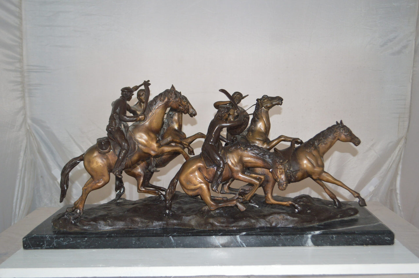 Old Dragoons by Remington replica Bronze Statue - Size: 32"L x 12"W x 13"H.