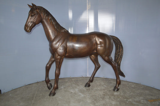 Standing horse - large Bronze Statue - Size: 58"L x 16"W x 50"H.
