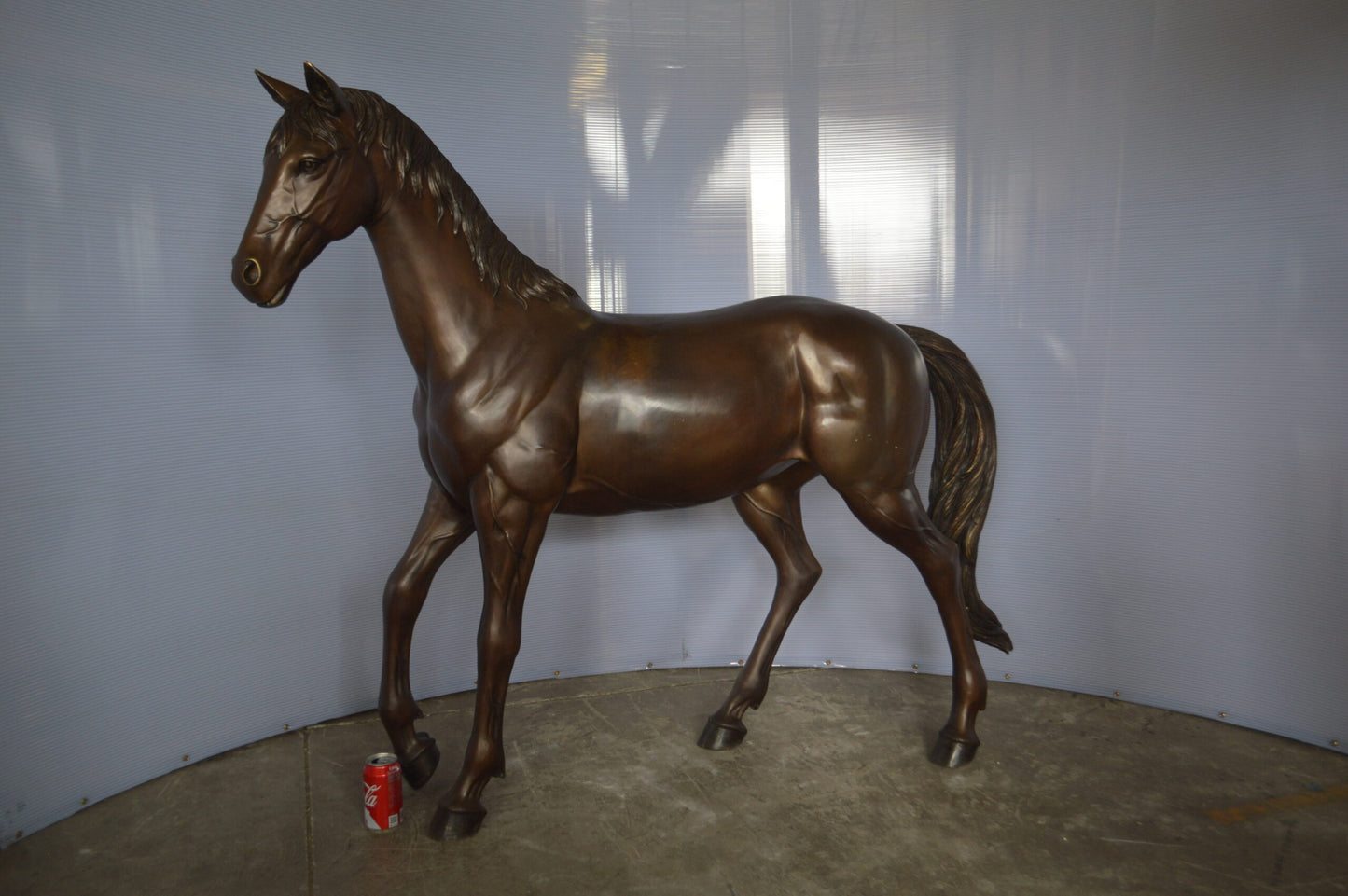 Standing horse - large Bronze Statue - Size: 58"L x 16"W x 50"H.