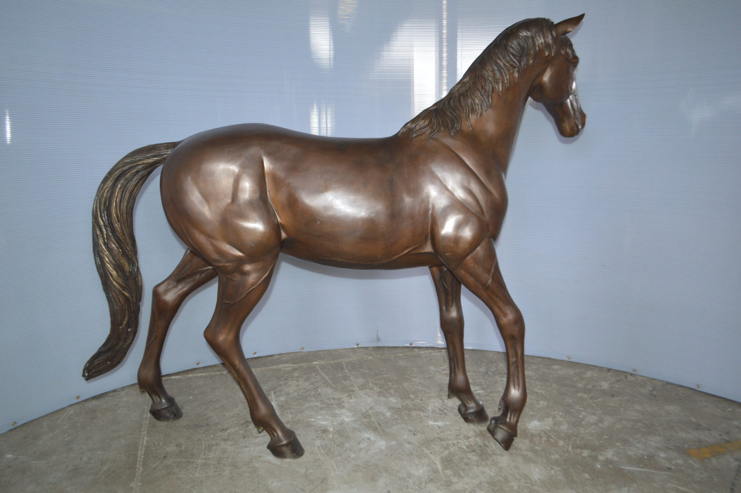 Standing horse - large Bronze Statue - Size: 58"L x 16"W x 50"H.