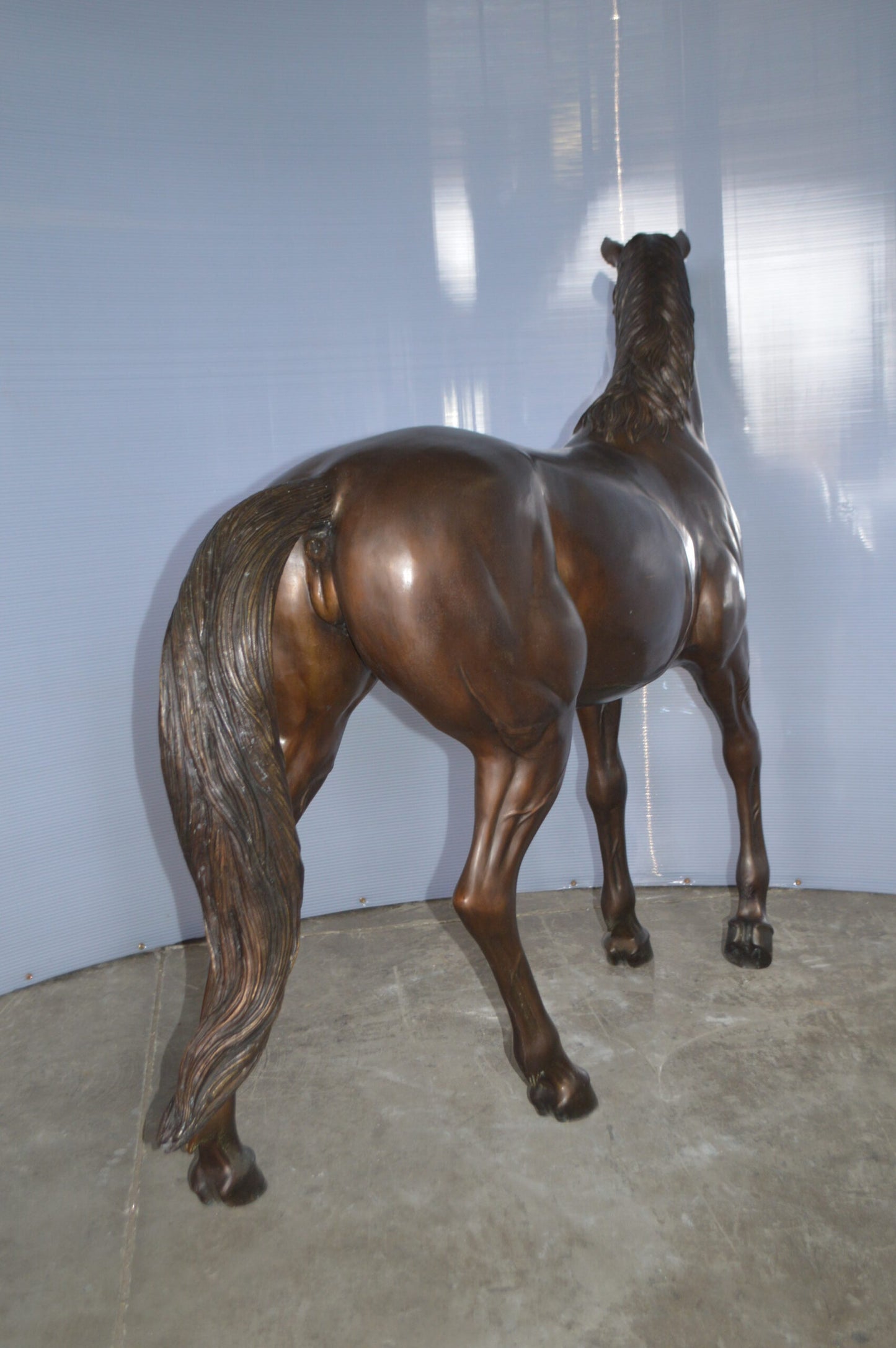 Standing horse - large Bronze Statue - Size: 58"L x 16"W x 50"H.