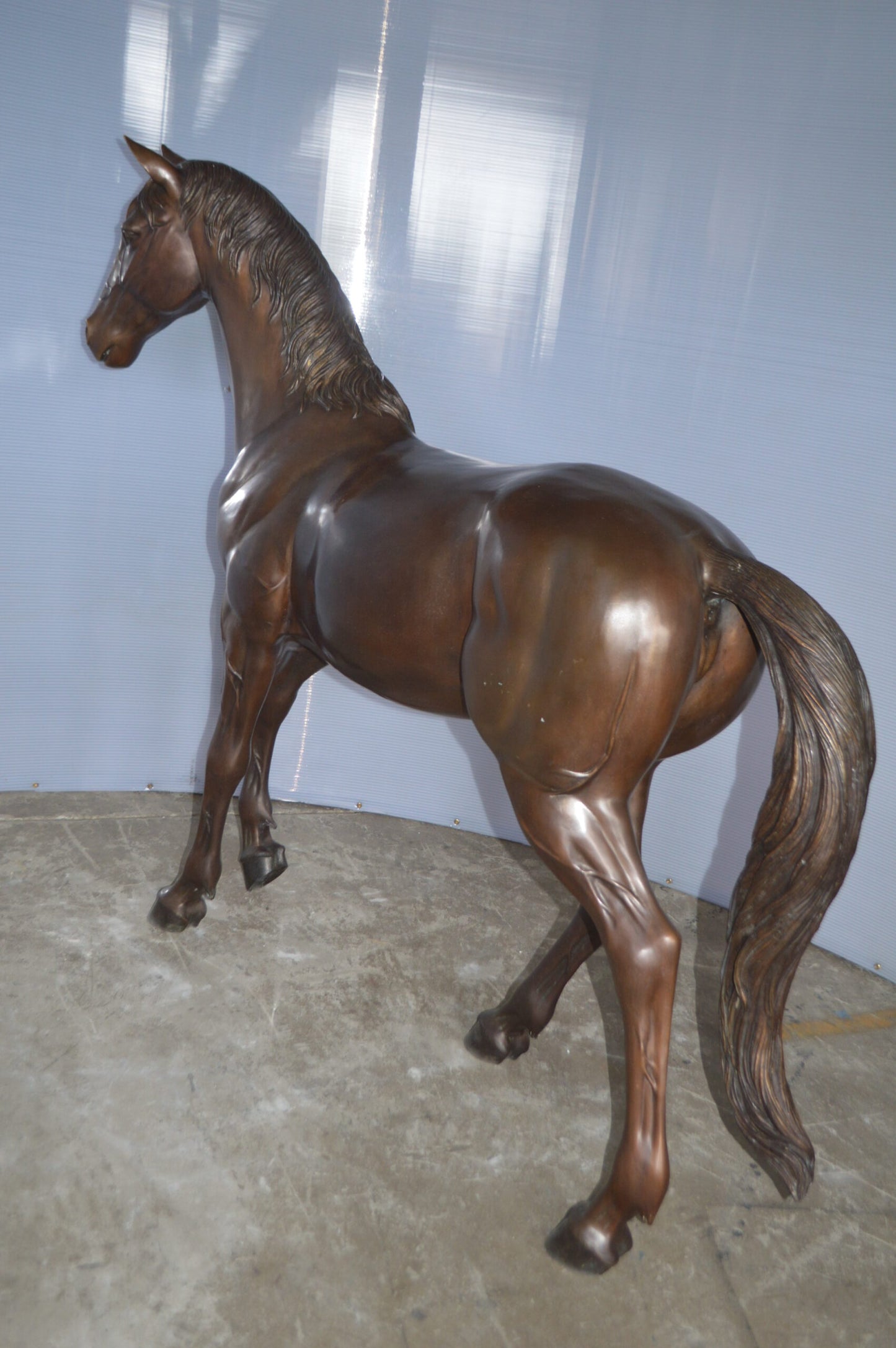 Standing horse - large Bronze Statue - Size: 58"L x 16"W x 50"H.