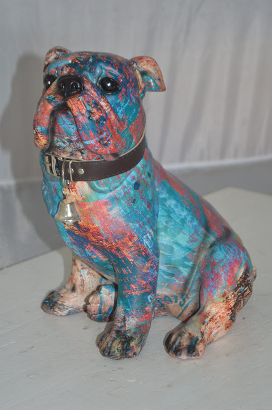 Modern playful Bulldog made of Resin -  Size: 9"L x 8"W x 12"H.