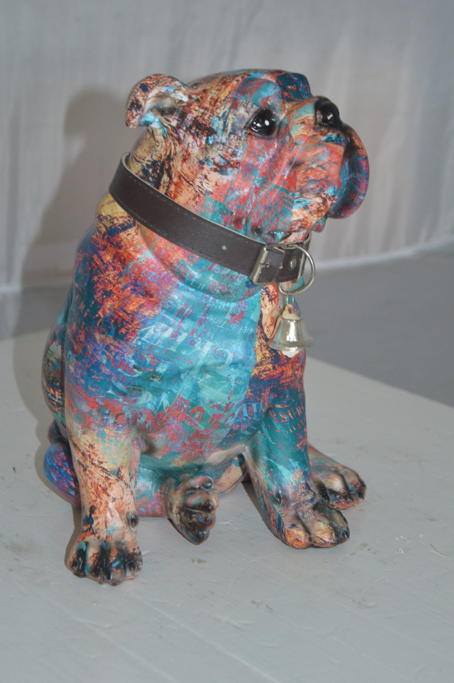 Modern playful Bulldog made of Resin - Size: 9"L x 8"W x 12"H.
