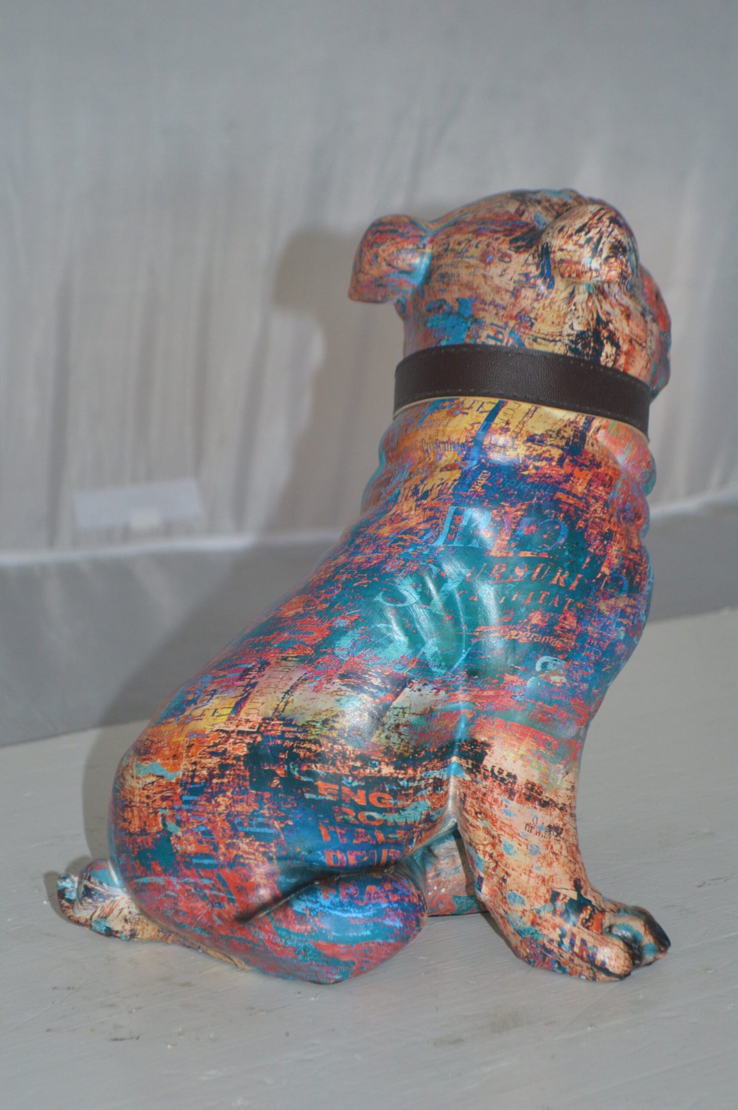 Modern playful Bulldog made of Resin - Size: 9"L x 8"W x 12"H.