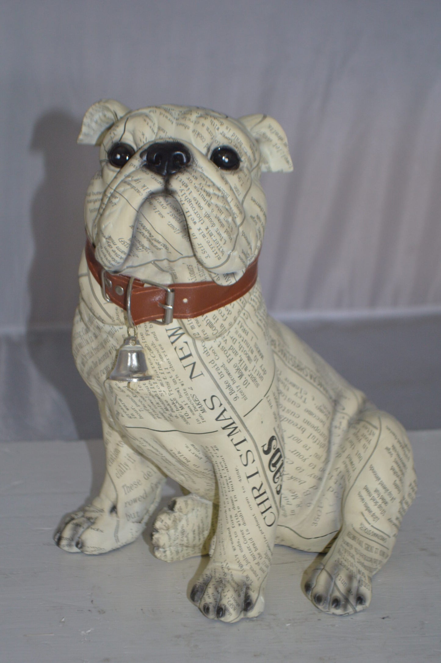 Modern News Bulldog made of Resin - Size: 9"L x 8"W x 12"H.
