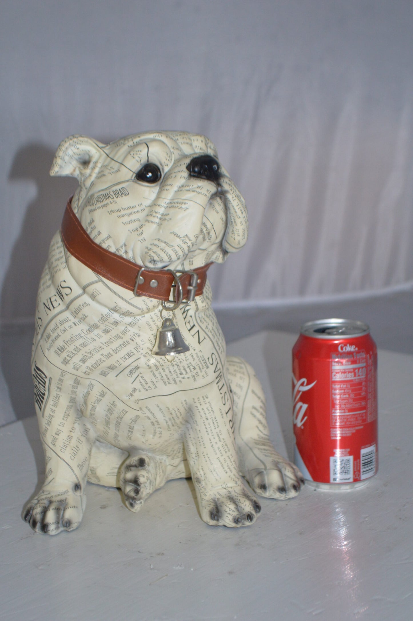 Modern News Bulldog made of Resin - Size: 9"L x 8"W x 12"H.