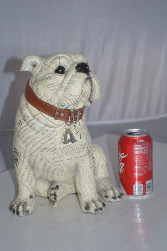 Modern News Bulldog made of Resin - Size: 9"L x 8"W x 12"H.