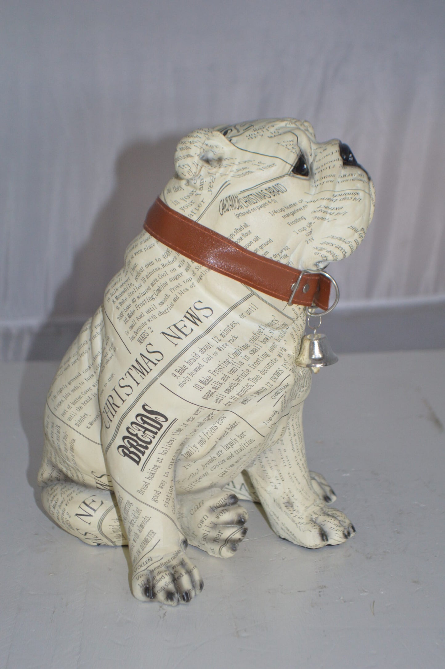 Modern News Bulldog made of Resin - Size: 9"L x 8"W x 12"H.