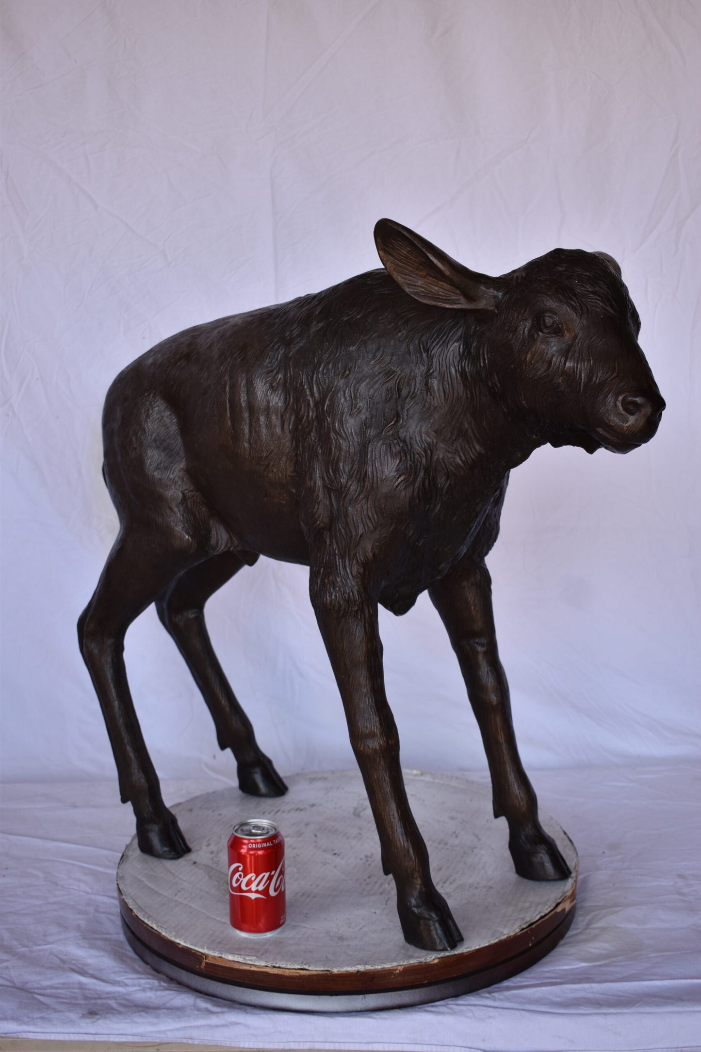 Bison Calf Lifesize Bronze Statue - Size: 37"L x 15"W x 32"H.