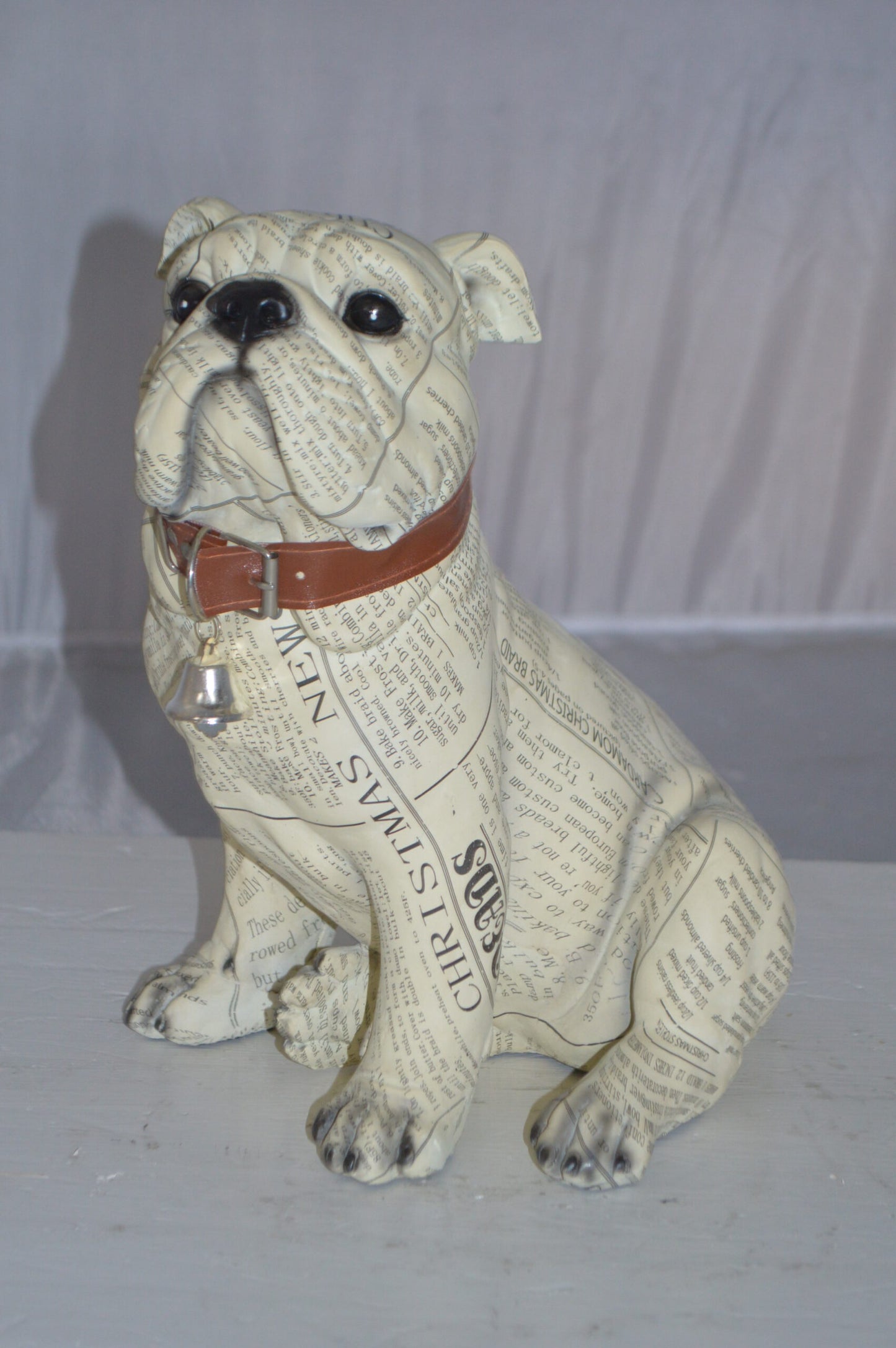 Modern News Bulldog made of Resin - Size: 9"L x 8"W x 12"H.