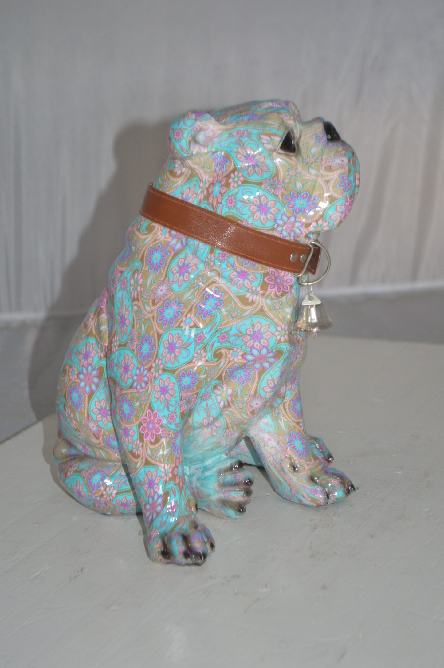 Modern Pastel Bulldog made of Resin -  Size: 9"L x 8"W x 12"H.