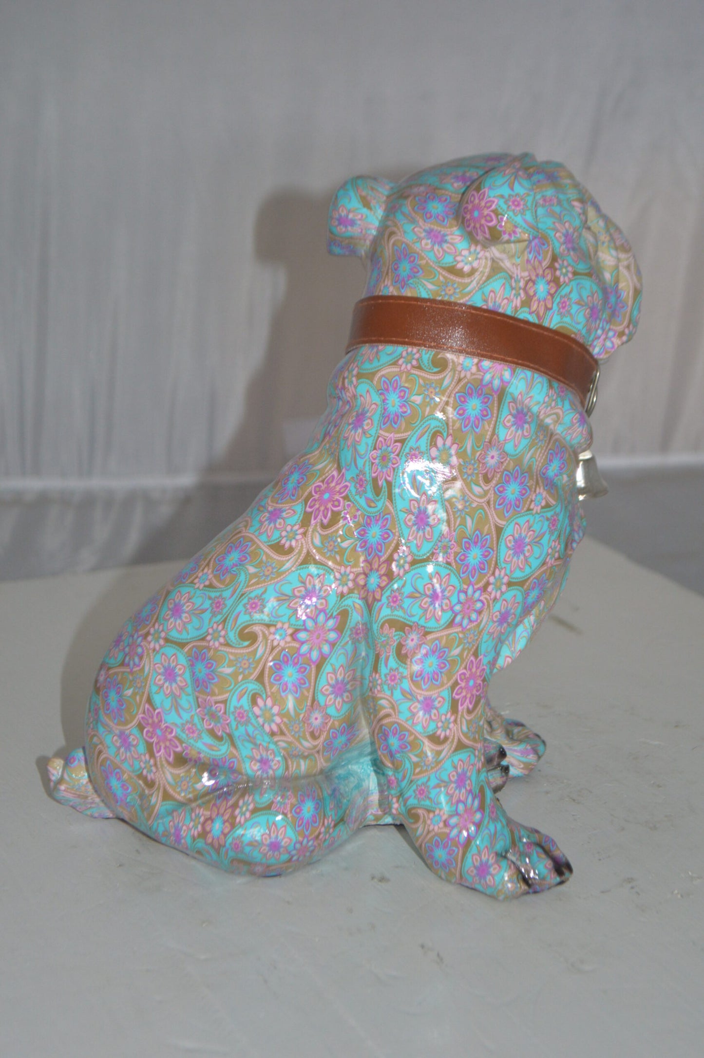 Modern Pastel Bulldog made of Resin - Size: 9"L x 8"W x 12"H.