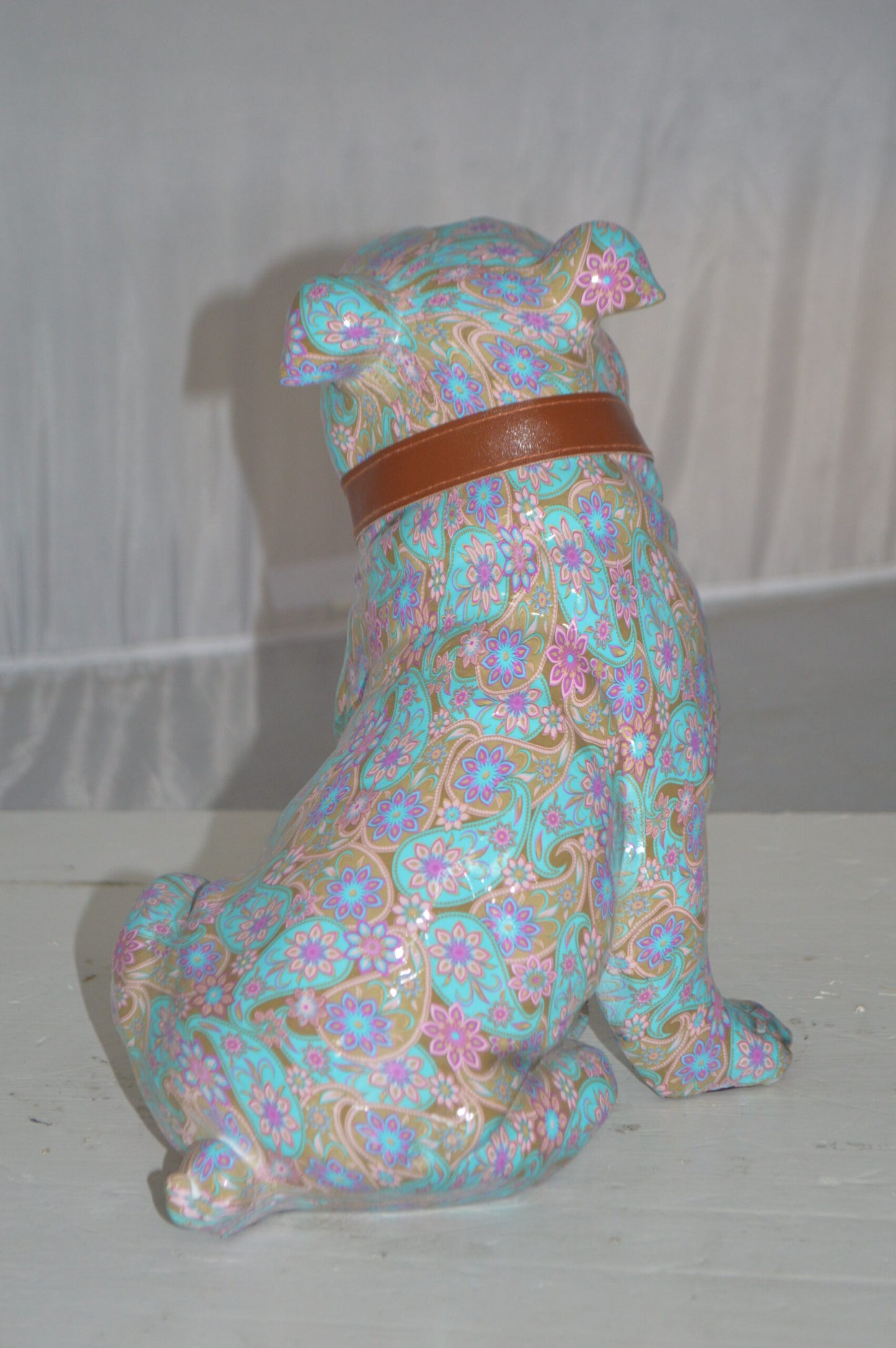 Modern Pastel Bulldog made of Resin - Size: 9"L x 8"W x 12"H.