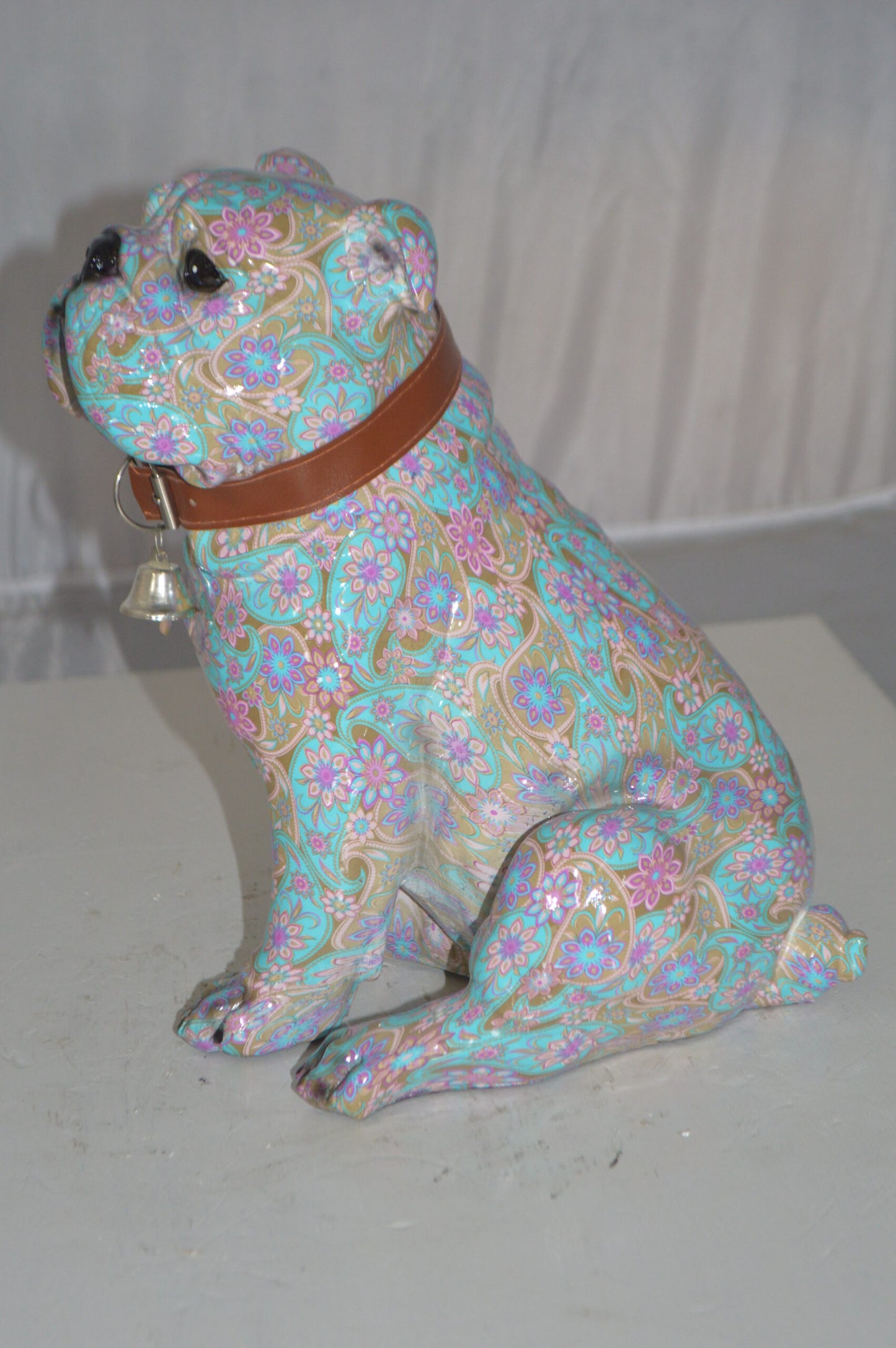 Modern Pastel Bulldog made of Resin - Size: 9"L x 8"W x 12"H.