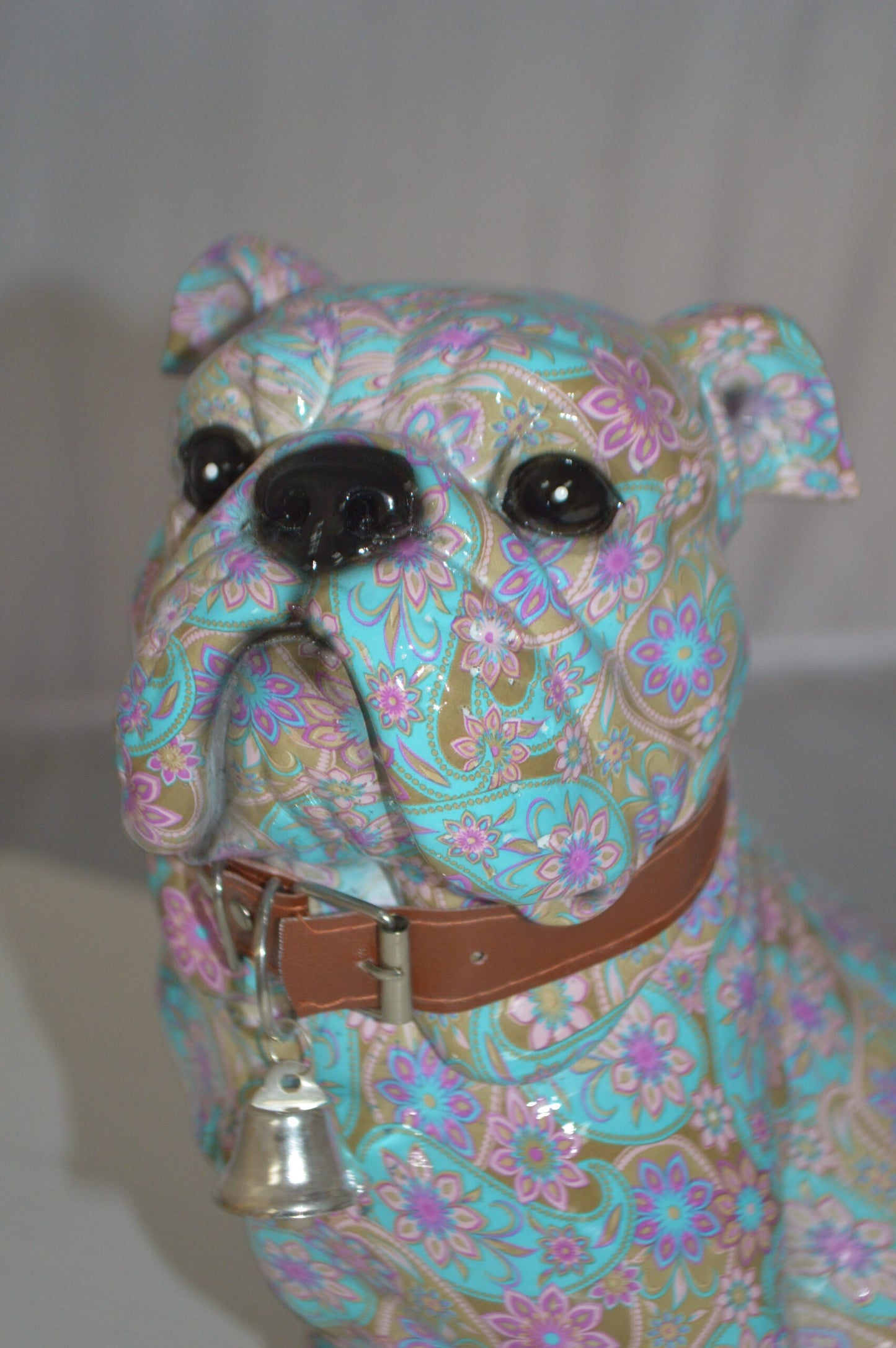 Modern Pastel Bulldog made of Resin - Size: 9"L x 8"W x 12"H.