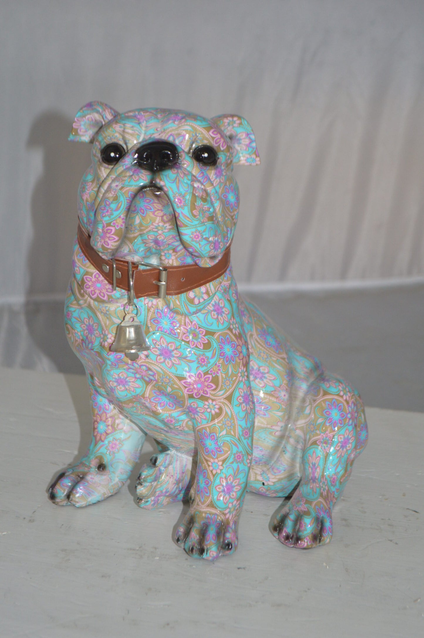 Modern Pastel Bulldog made of Resin - Size: 9"L x 8"W x 12"H.