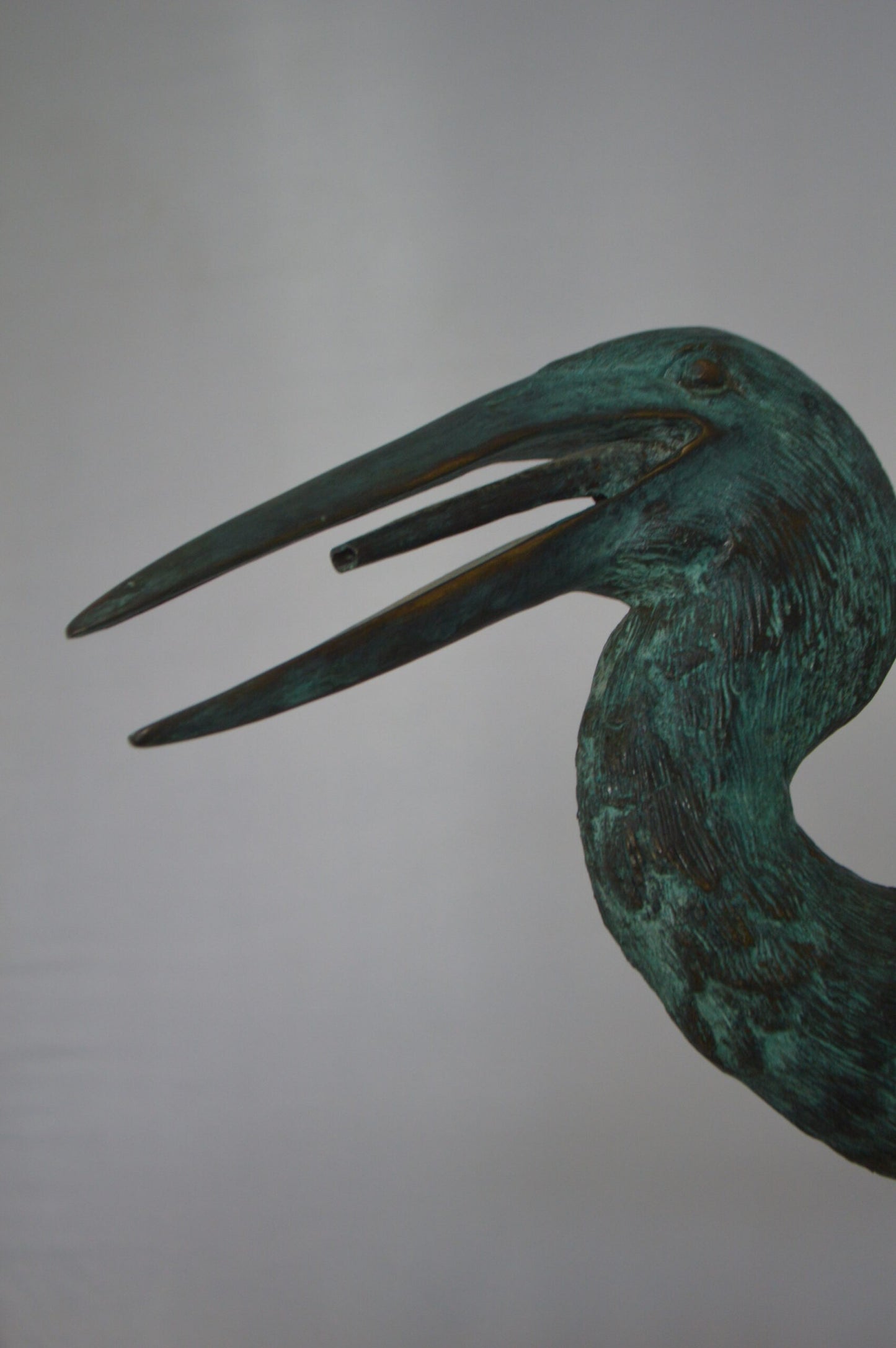 Heron Fountain Bronze Statue - Size: 14"L x 24"W x 26"H.