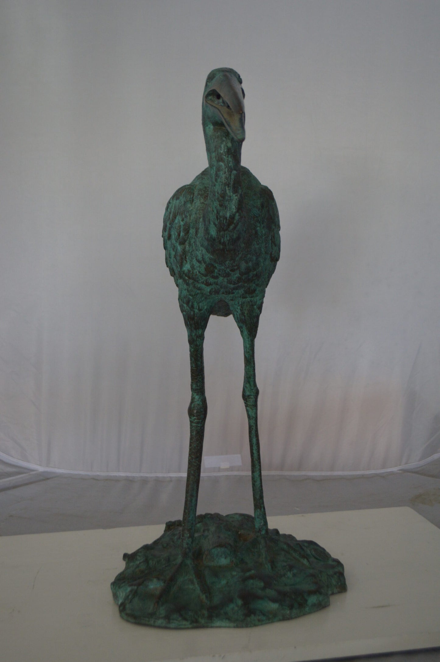Heron Fountain Bronze Statue - Size: 14"L x 24"W x 26"H.