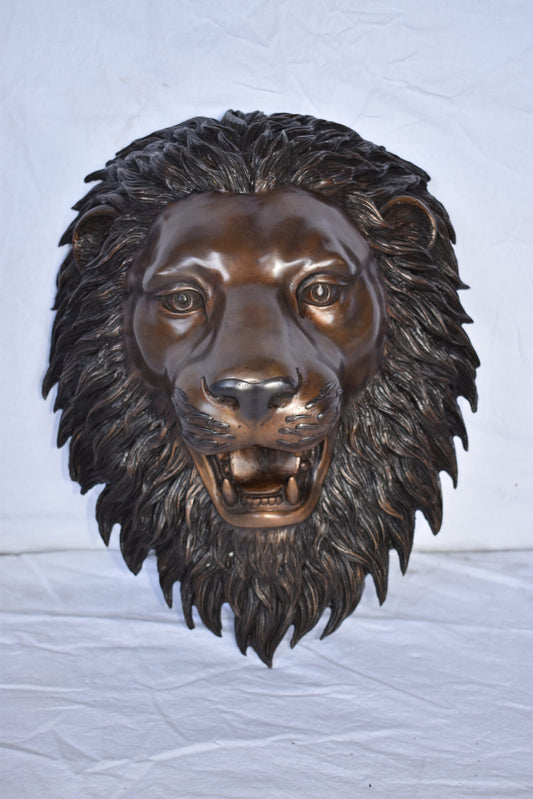 Wall Mounted Lion Face Fountain Made of Bronze - Size: 12"L x 8"W x 18"H.