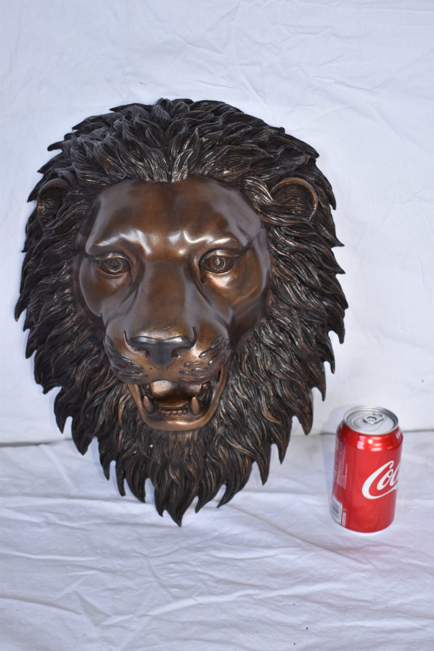 Wall Mounted Lion Face Fountain Made of Bronze - Size: 12"L x 8"W x 18"H.
