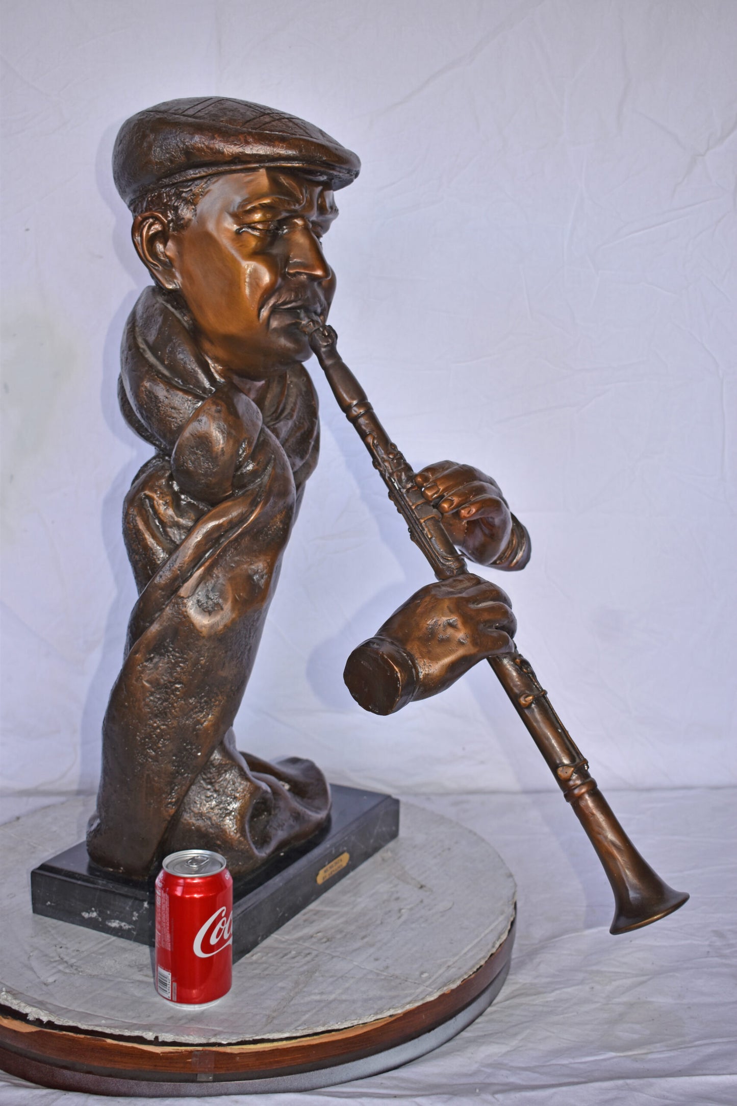 Musicista By Arnadia, Bust of Clarinet Player Bronze Statue - 17" x 25" x 31"H.