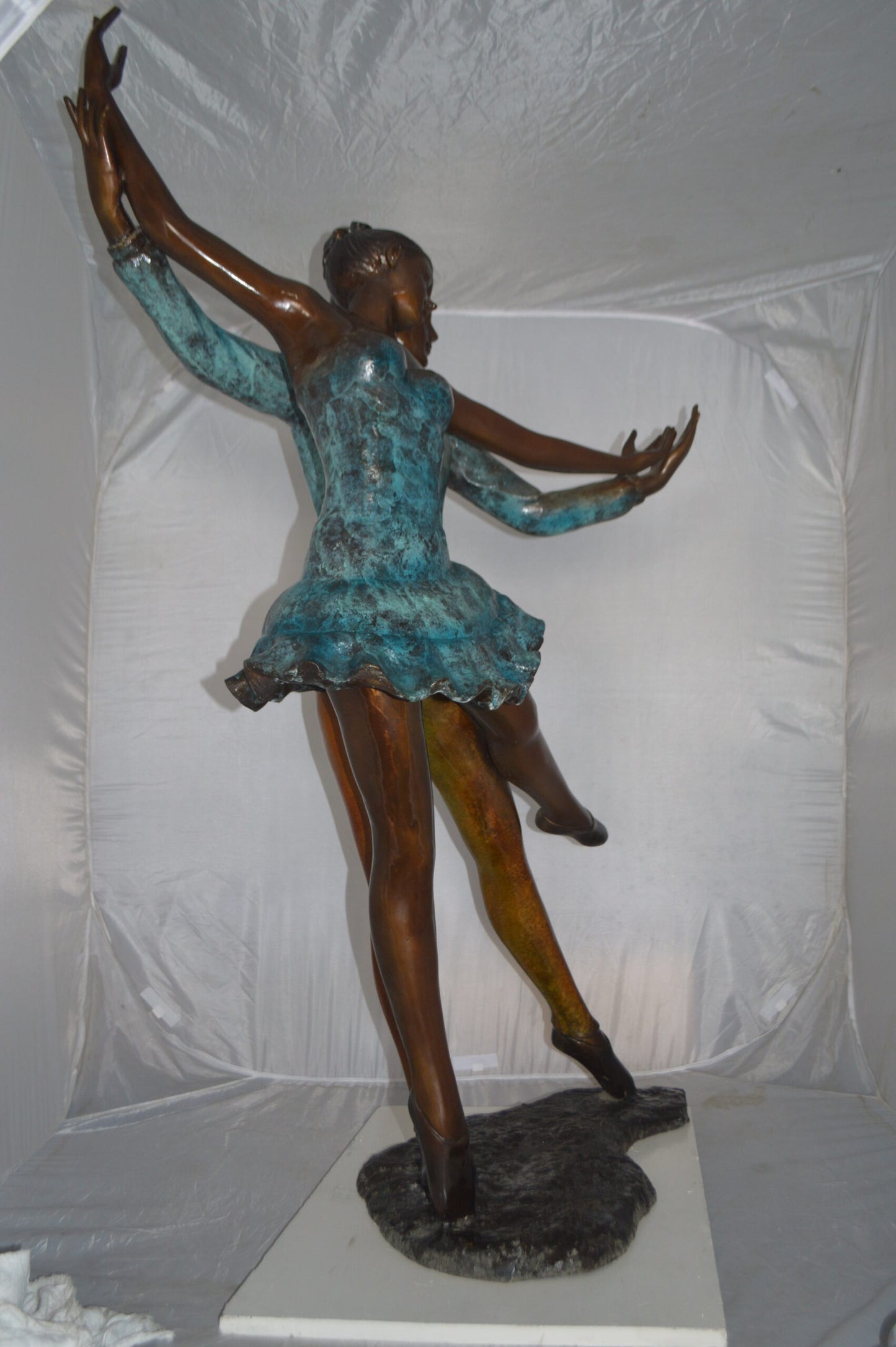 A couple of Ballerina Dancers Bronze Statue - Size: 21"L x 38"W x 57"H.