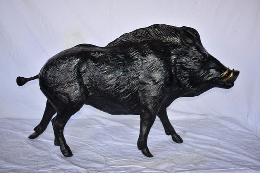 Lifesize Boar Made of Bronze, Statue  - Size: 12"L x 50"W x 30"H.