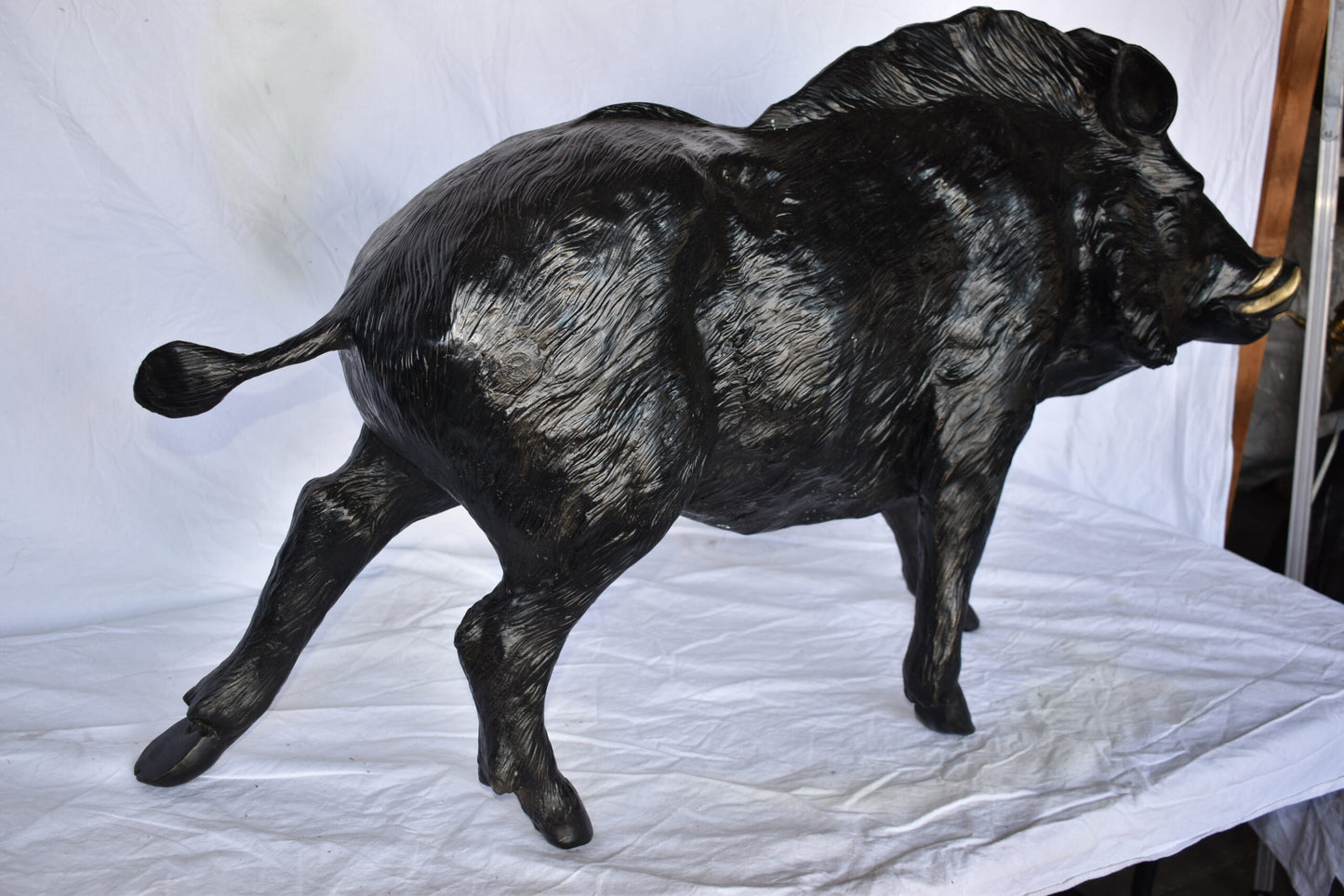 Lifesize Boar Made of Bronze, Statue - Size: 12"L x 50"W x 30"H.
