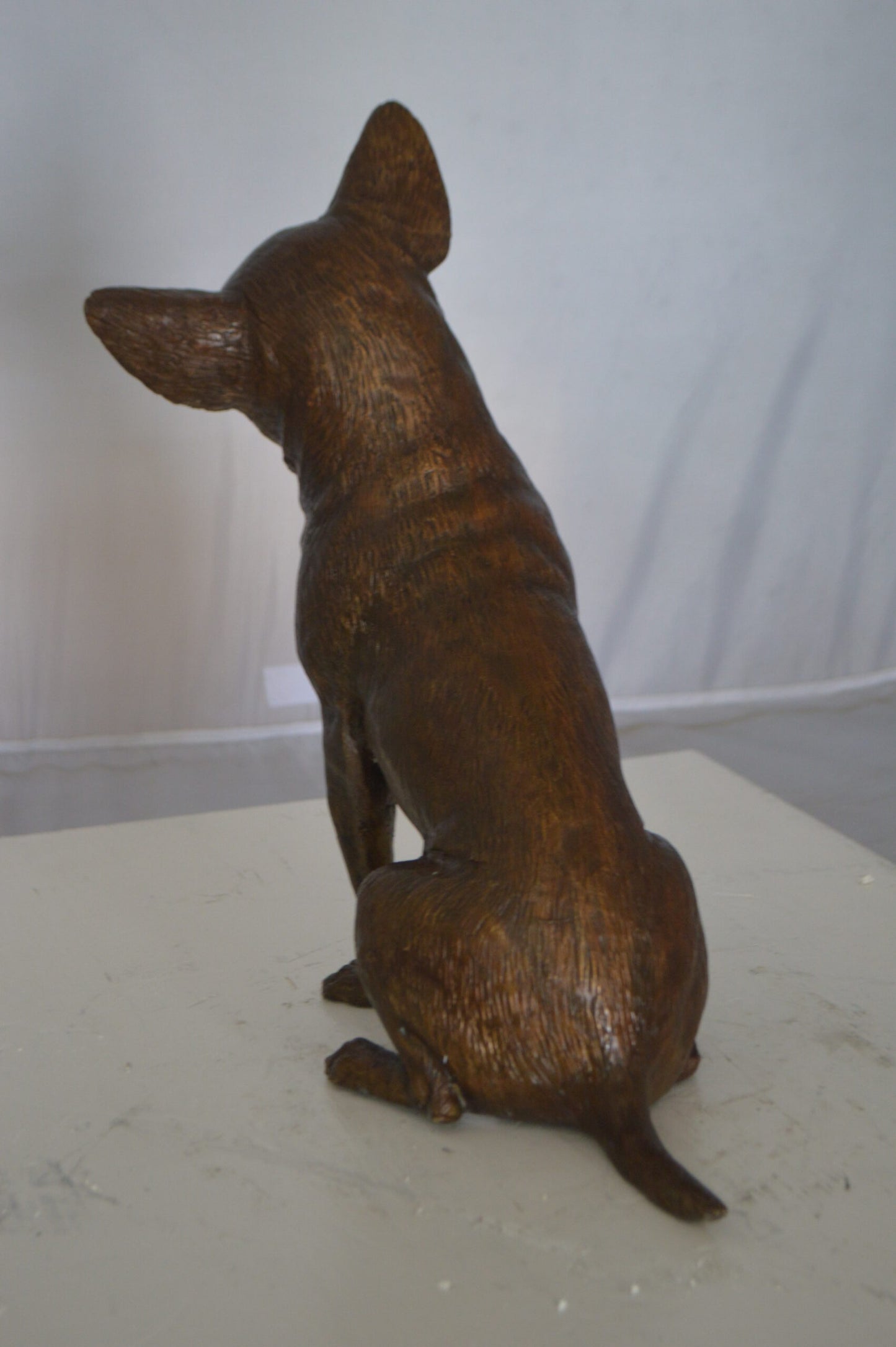 Sitting Chihuahua Bronze Statue - Size: 6"L x 15"W x 15"H.