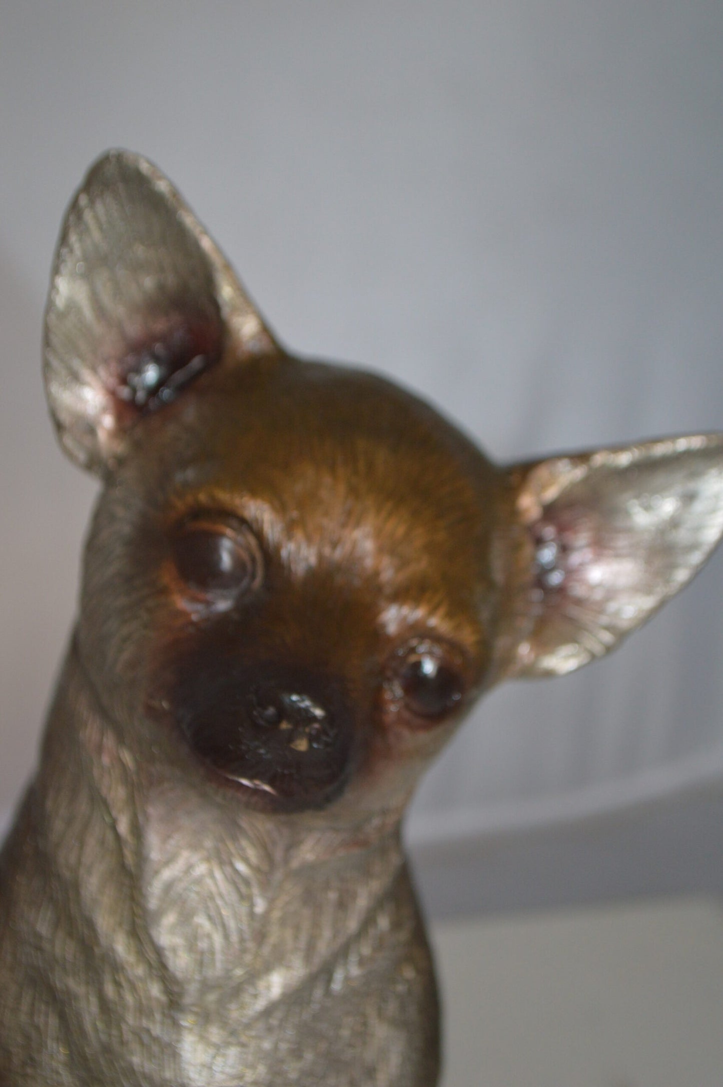 Sitting Chihuahua Bronze Statue - Size: 6"L x 15"W x 15"H.