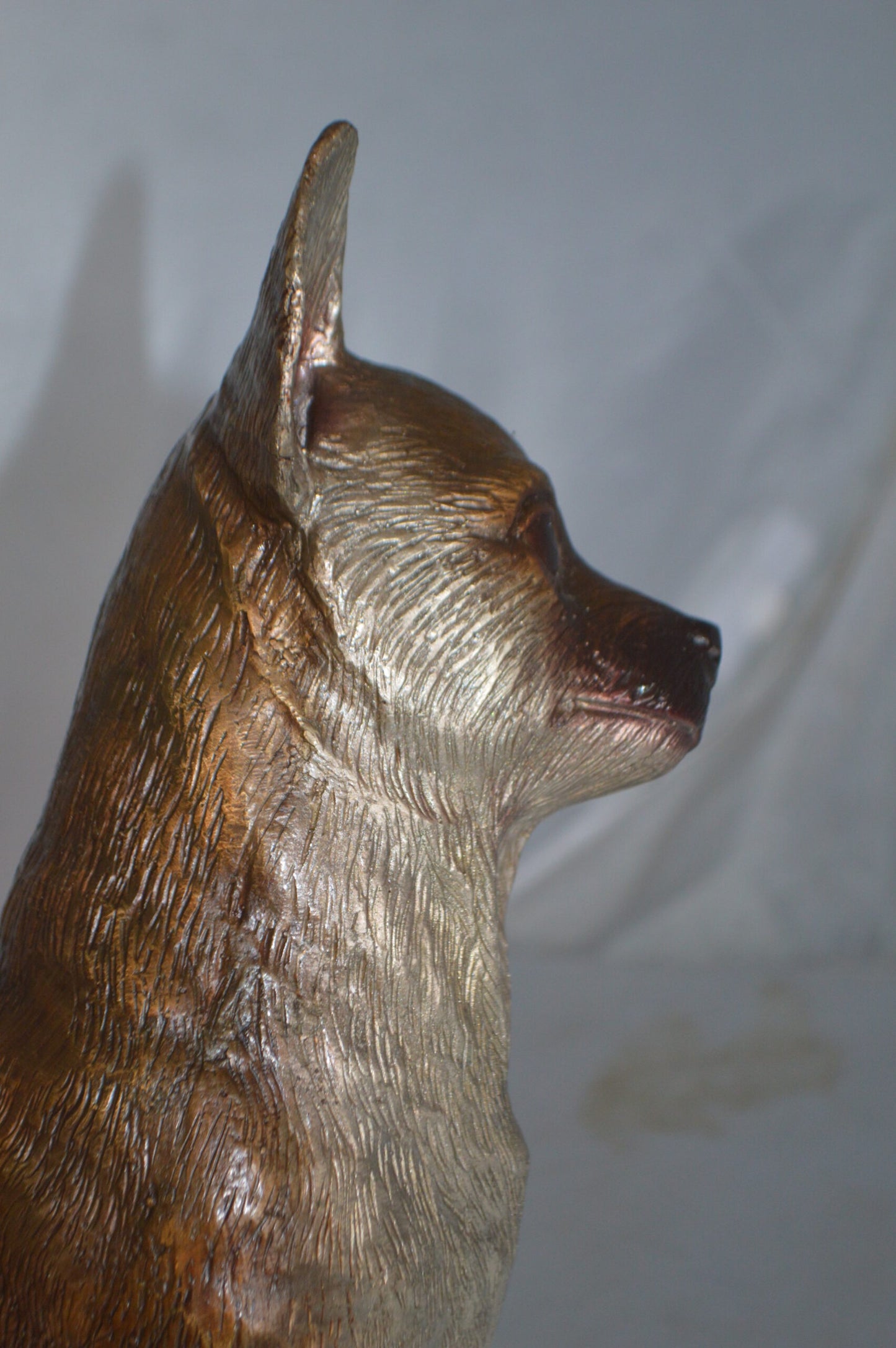 Sitting Chihuahua Bronze Statue - Size: 6"L x 15"W x 15"H.